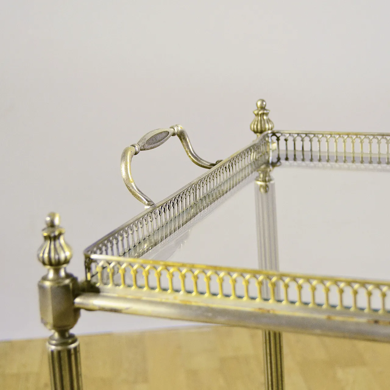 Louis XVI style service tables metal and glass, late 19th century 8