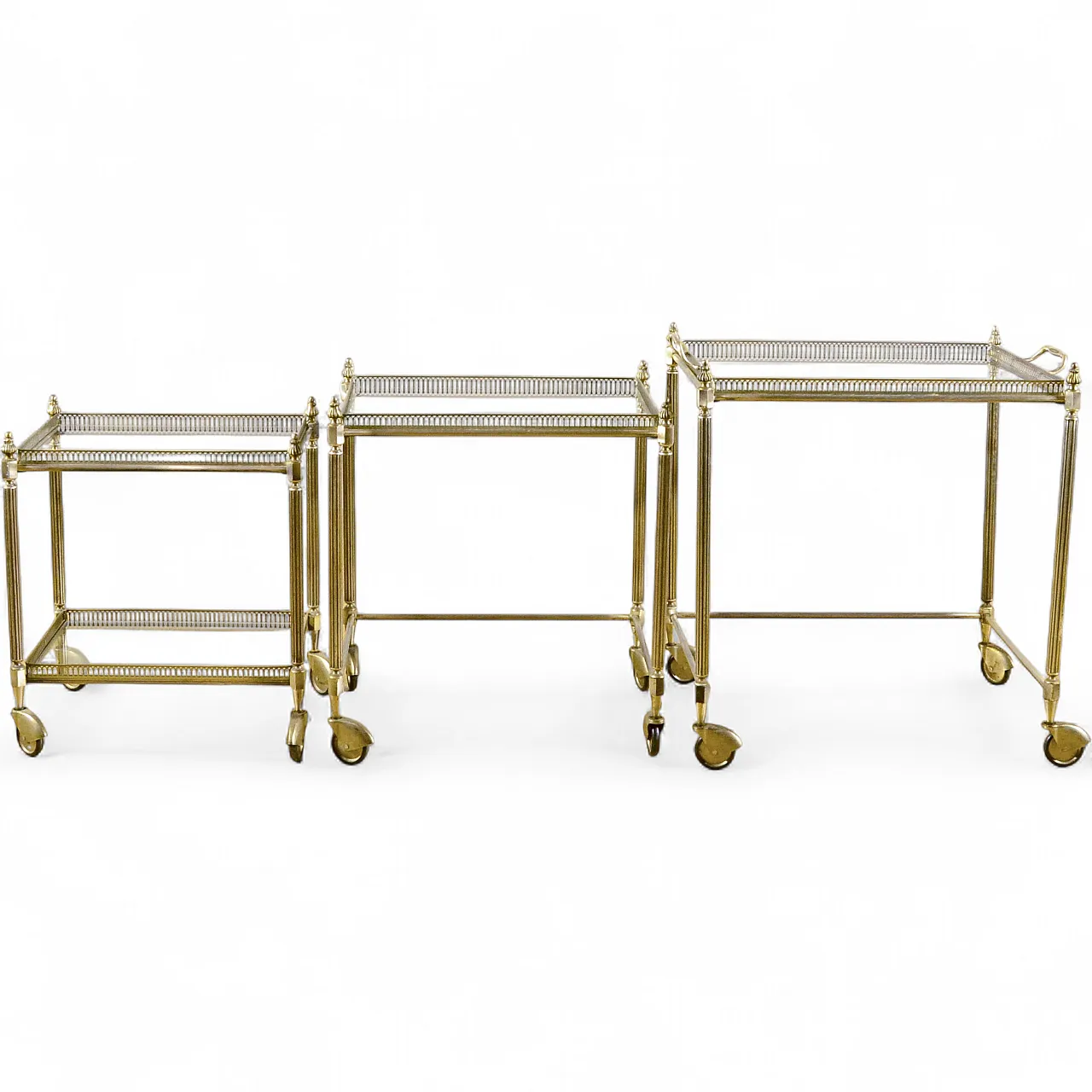 Louis XVI style service tables metal and glass, late 19th century 9