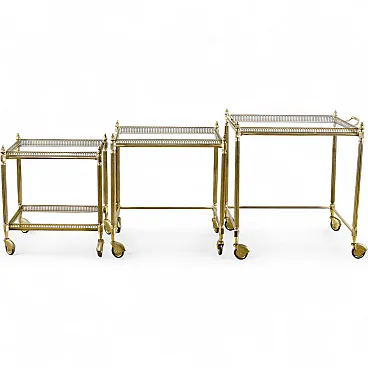 Louis XVI style service tables metal and glass, late 19th century