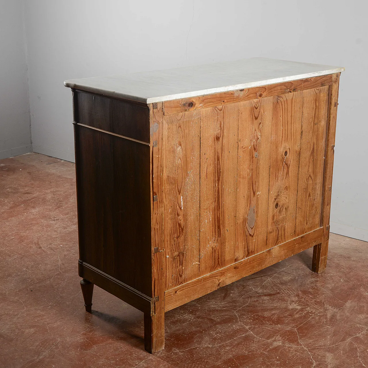 Comò 4 cassetti con piano in marmo, '800 8