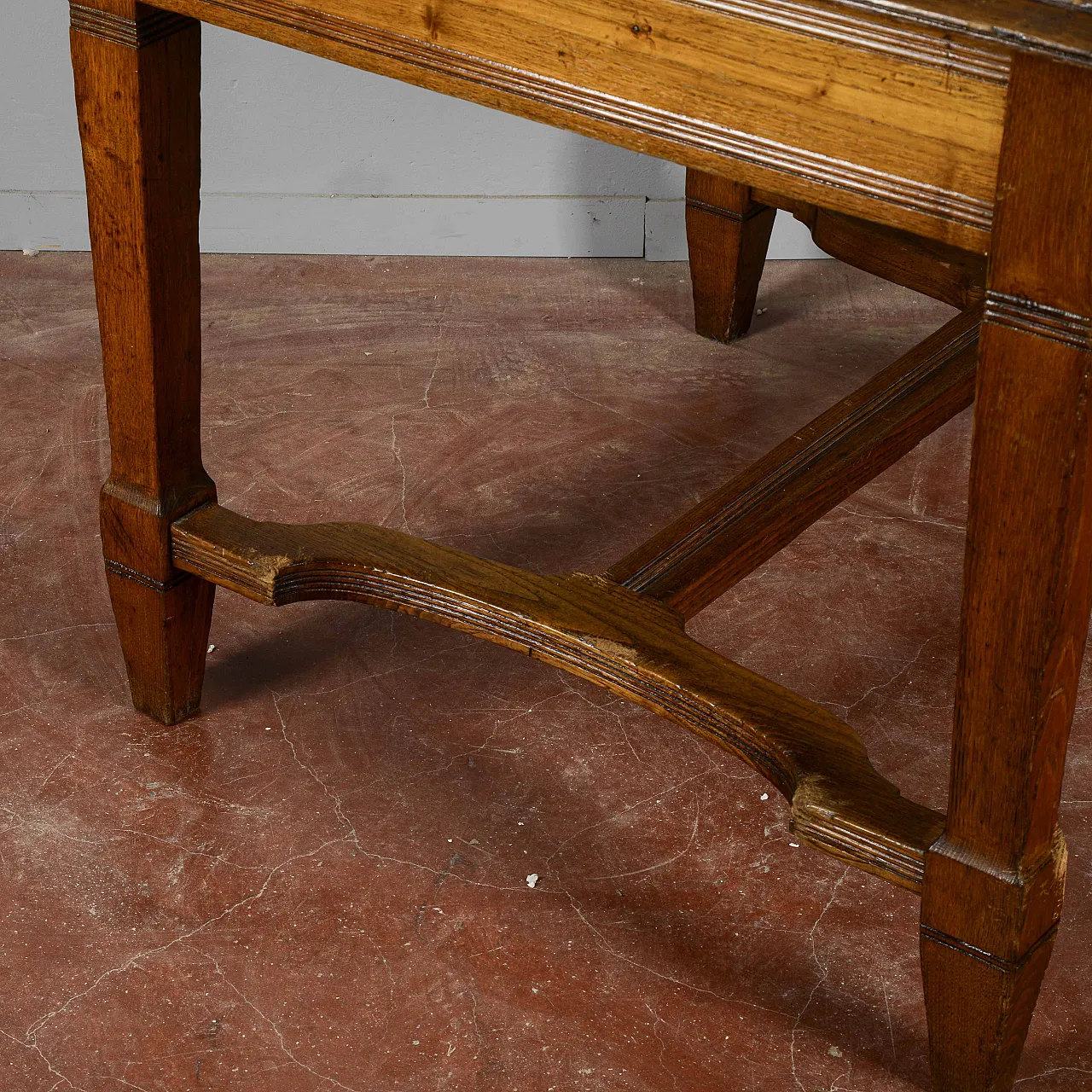 Tavolo liberty in legno massello con allunghi, primo '900 8