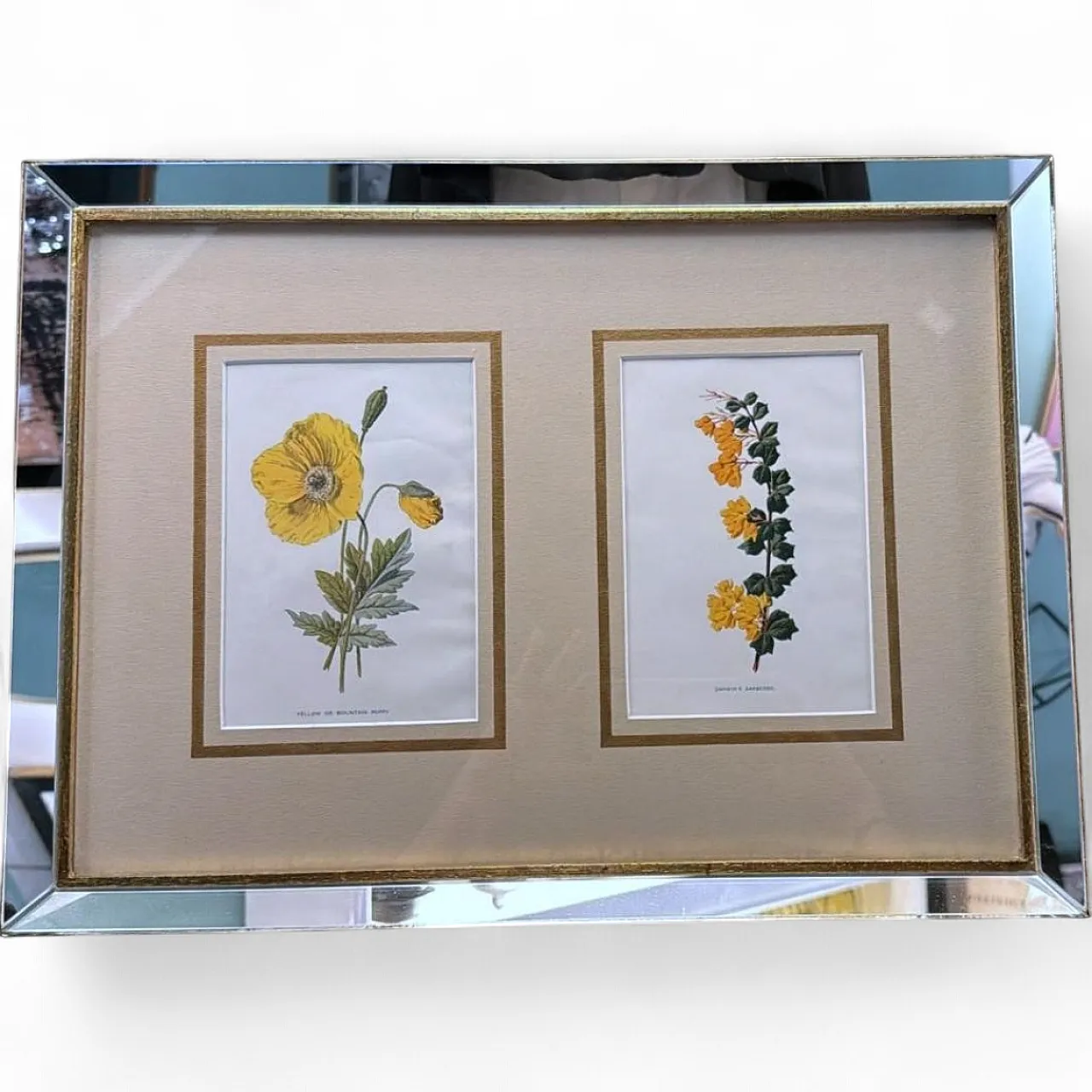 Frame with mirrors and prints of flowers, 20th century 14