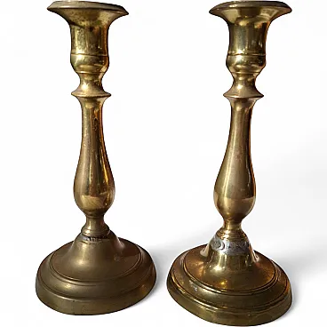 Pair of brass candelabra, '900