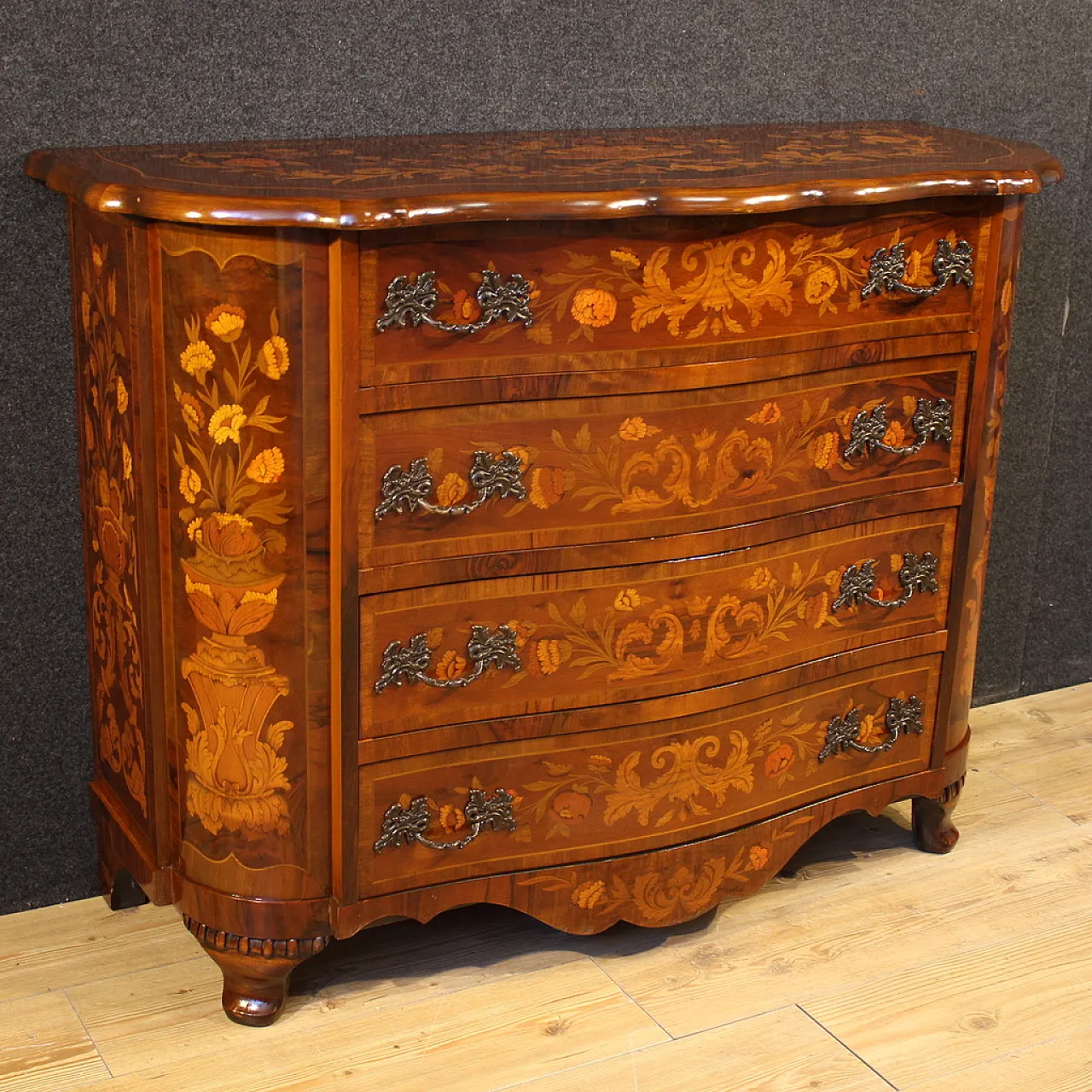 Dutch inlaid chest of drawers, 20th century 1