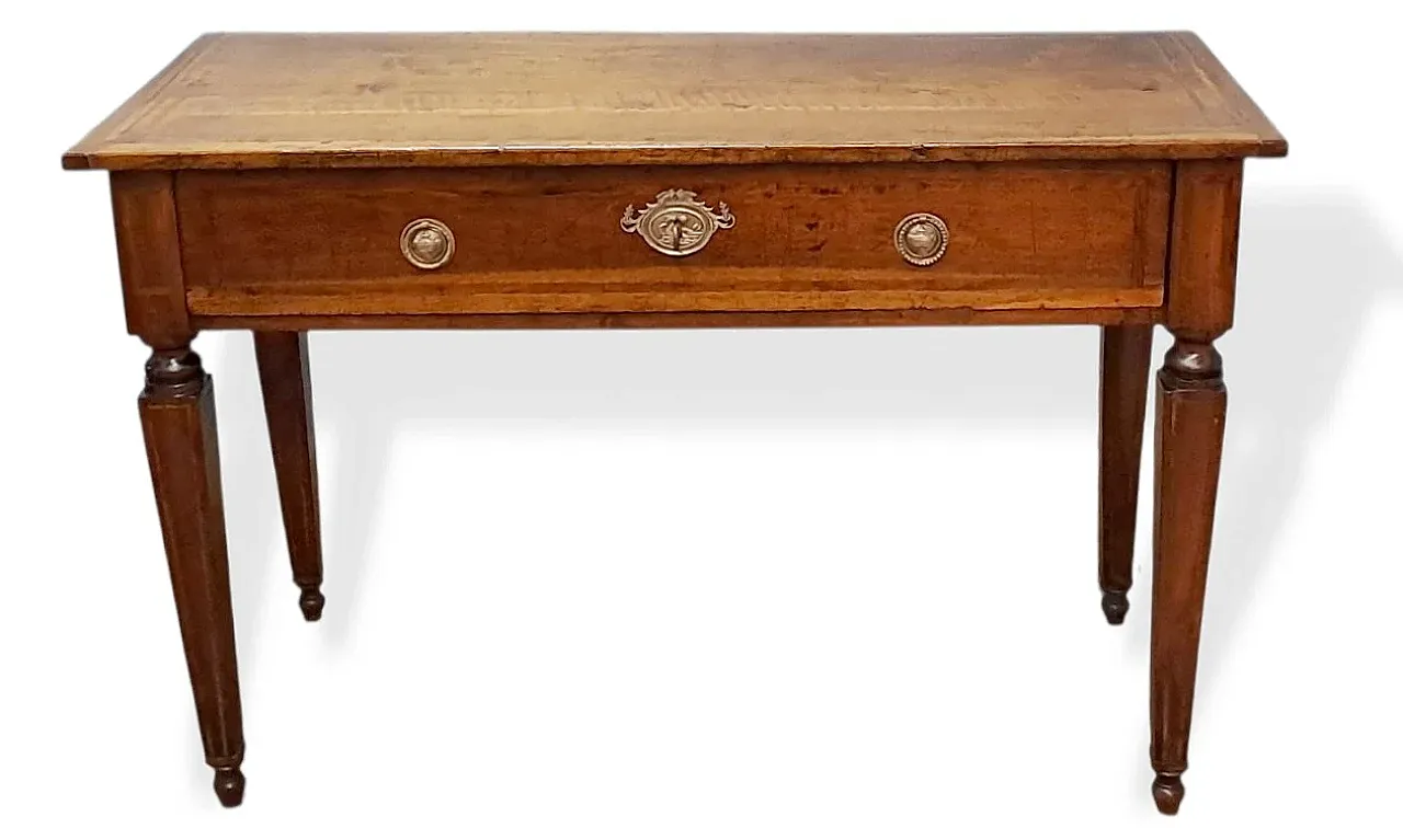 Solid walnut writing table, late 18th century 2