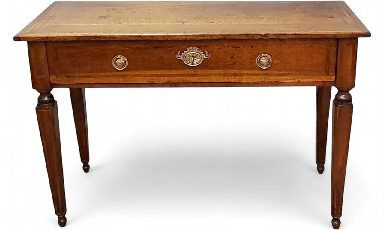 Solid walnut writing table, late 18th century 11