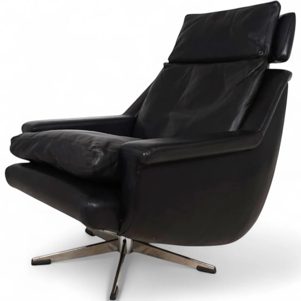 Poltrona lounge in pelle ESA 802 di Werner Langenfeld, anni '70 11