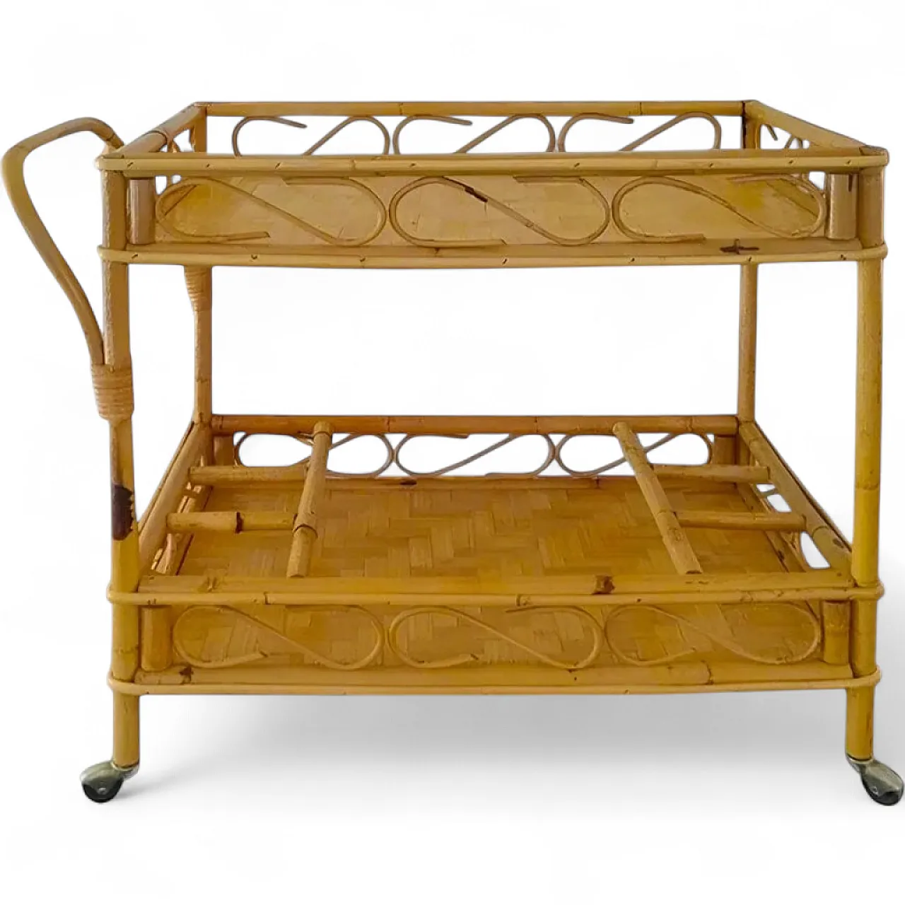 Carrello bar in bambù e rattan di Franco Albini, anni '60 8
