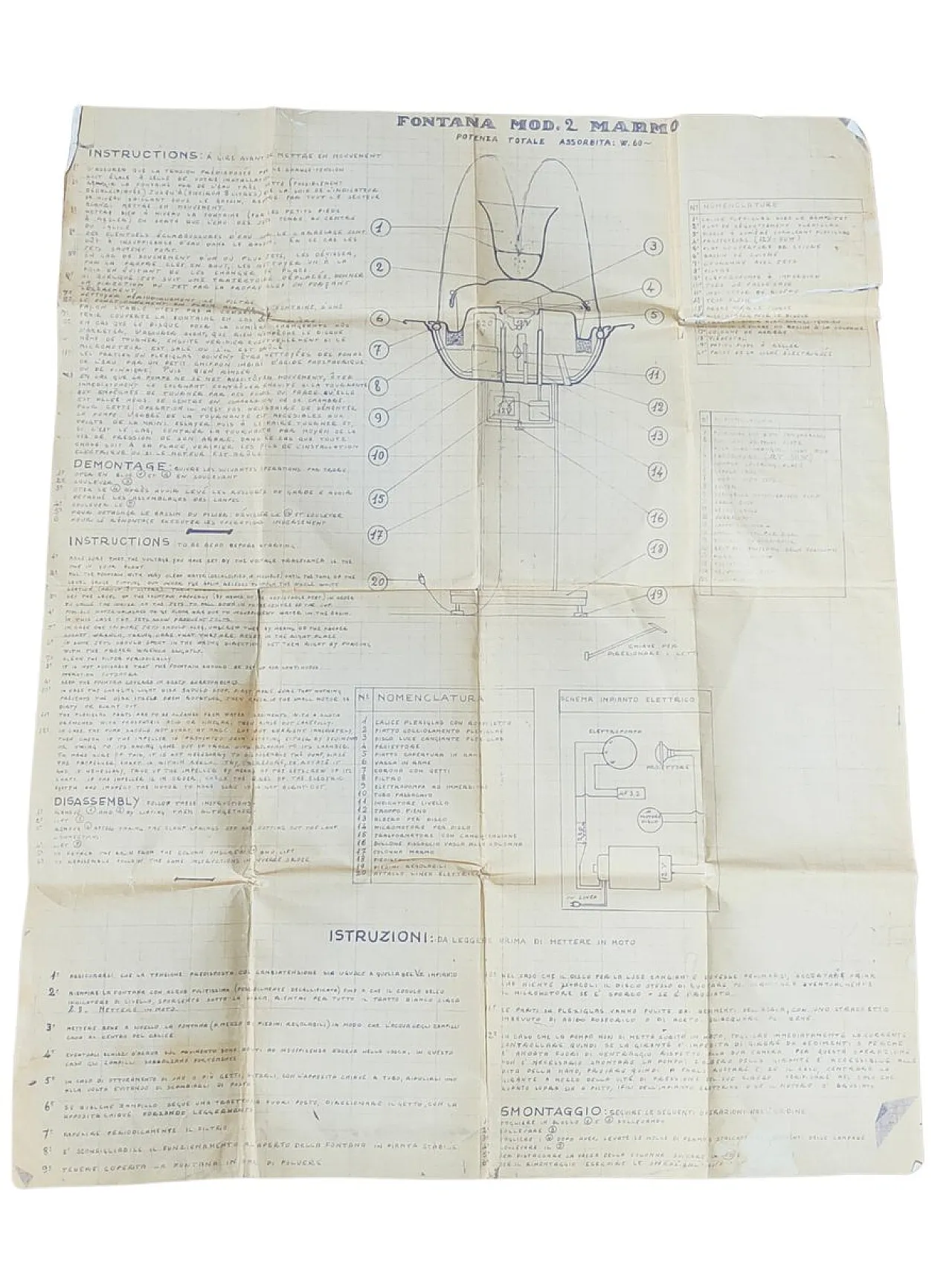 Fontana in marmo e rame, anni '60 5