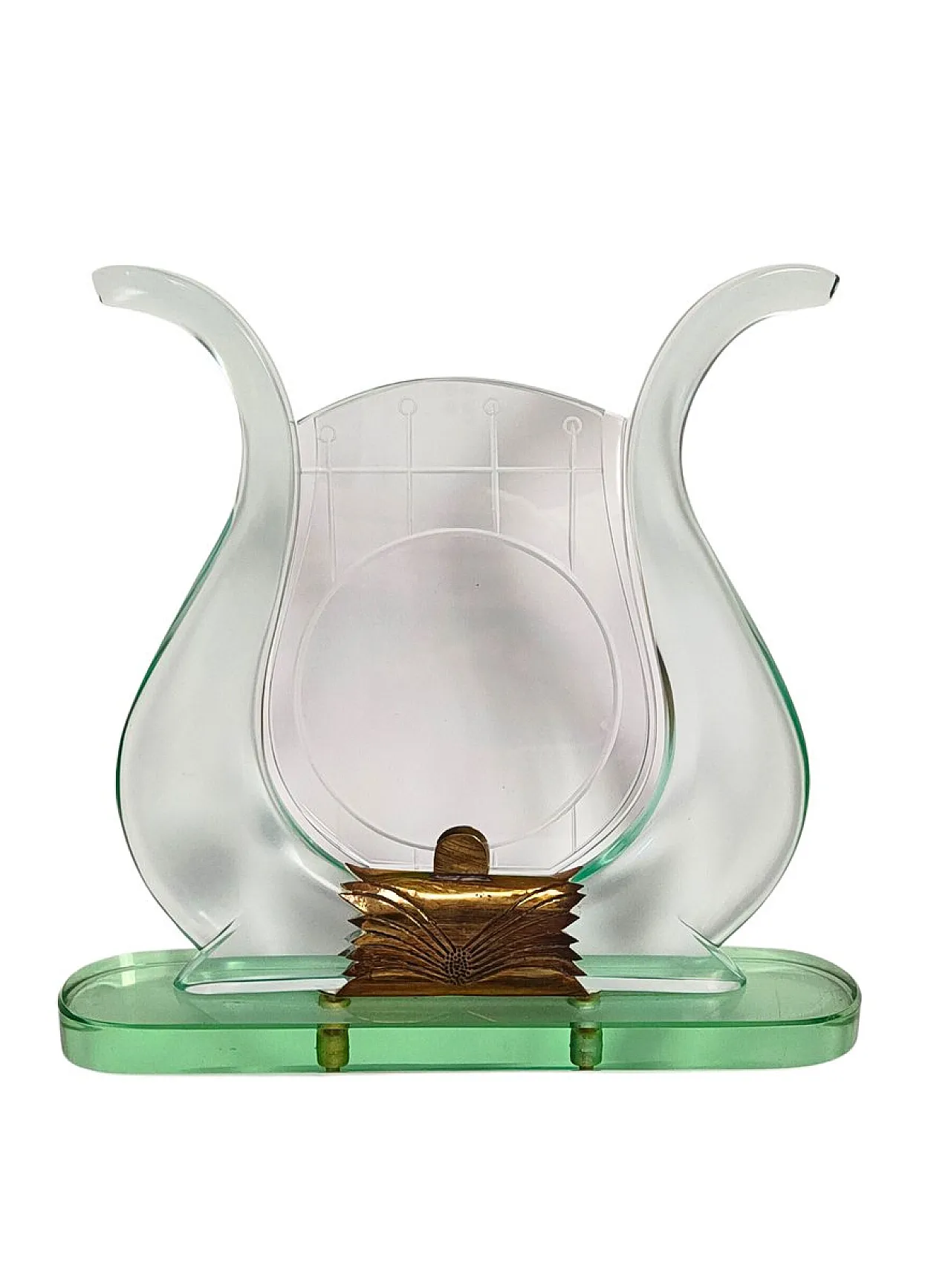 Glass and brass photo frame by Cristal Art, 1950s 1