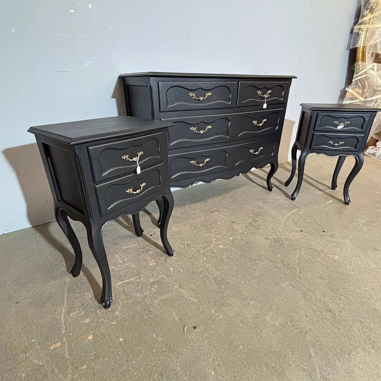 Chest of drawers and two bedside tables, 1950s 7