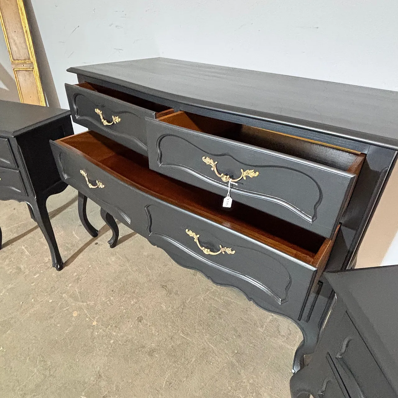 Chest of drawers and two bedside tables, 1950s 12