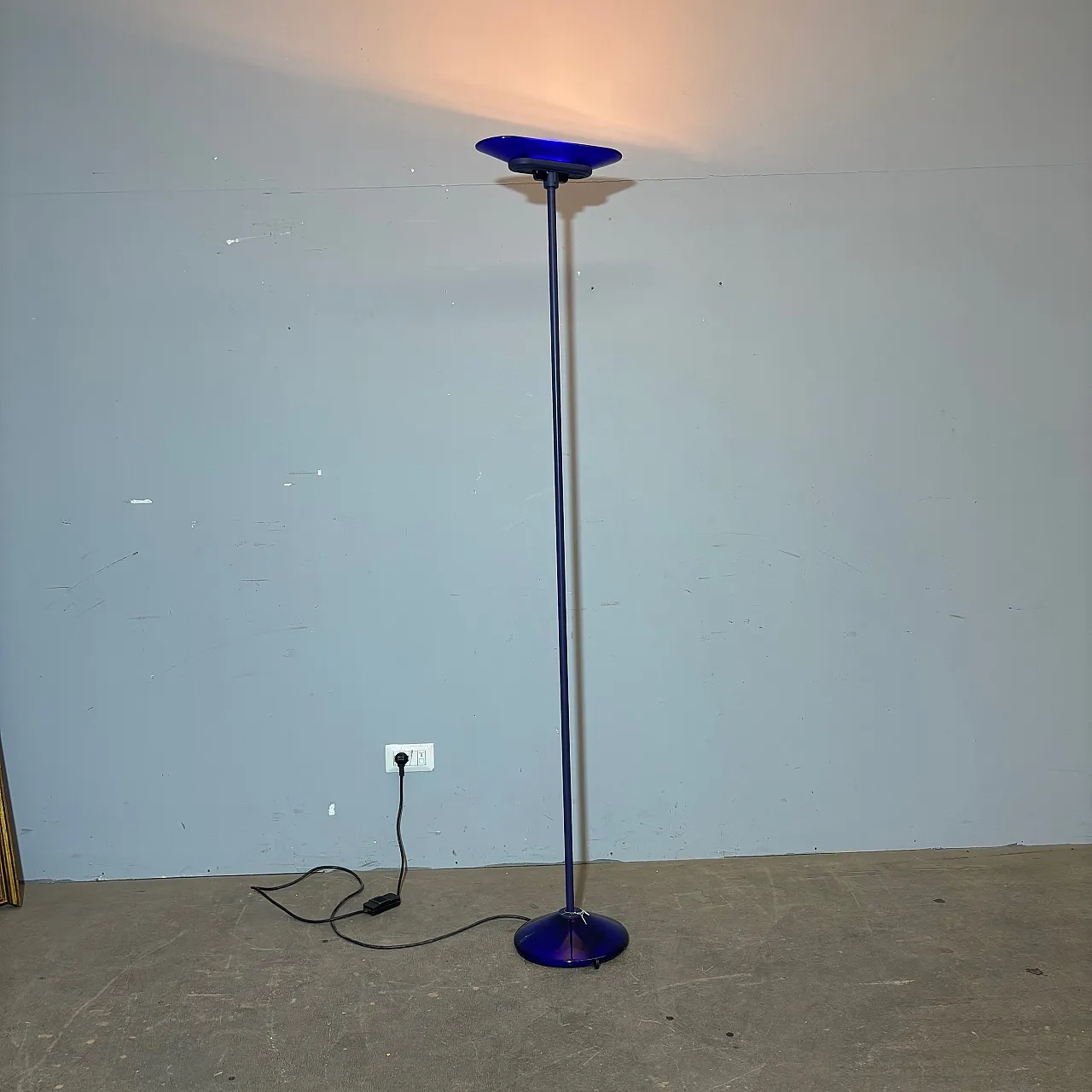 Jill  floor lamp by Arteluce blue Murano glass, 70s 1