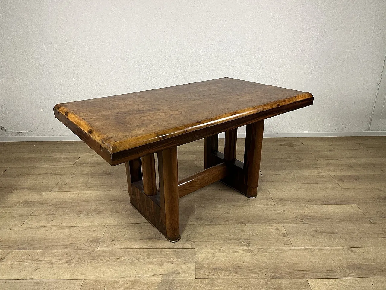 Tavolo in legno e radica Art Deco, anni '40 7