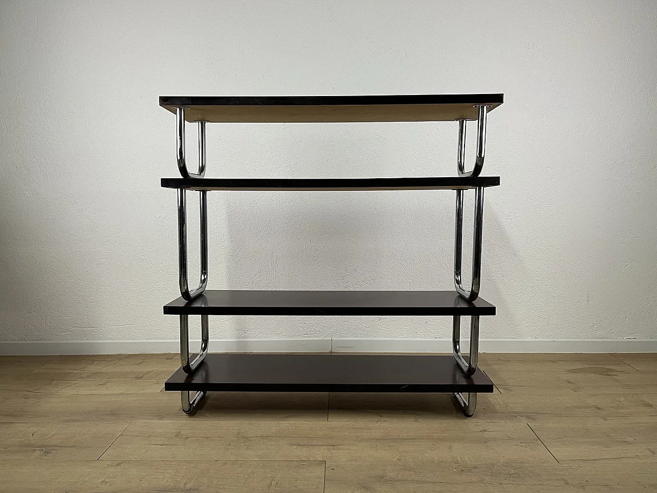 Libreria in acciaio e legno, anni '60 1