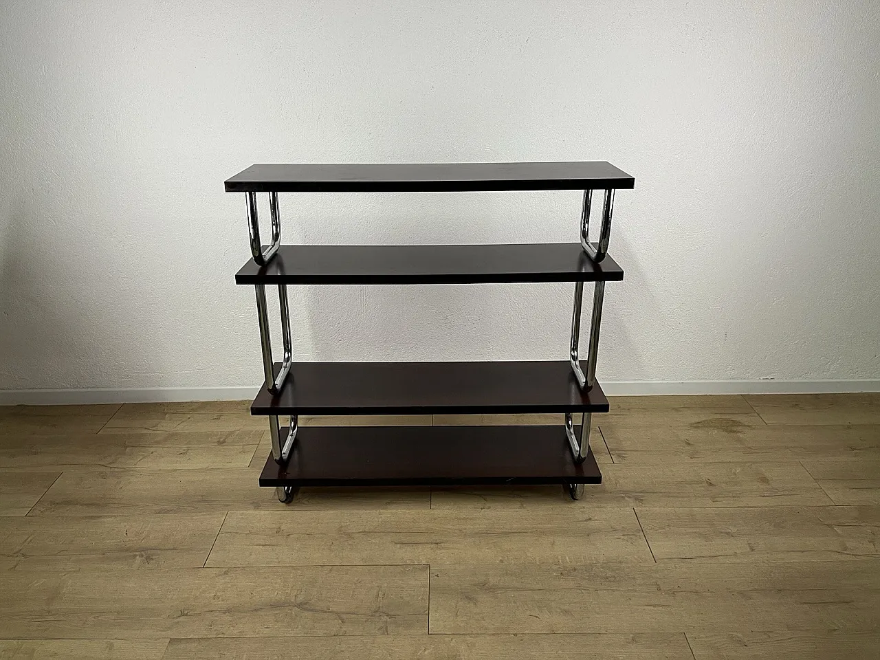 Libreria in acciaio e legno, anni '60 2