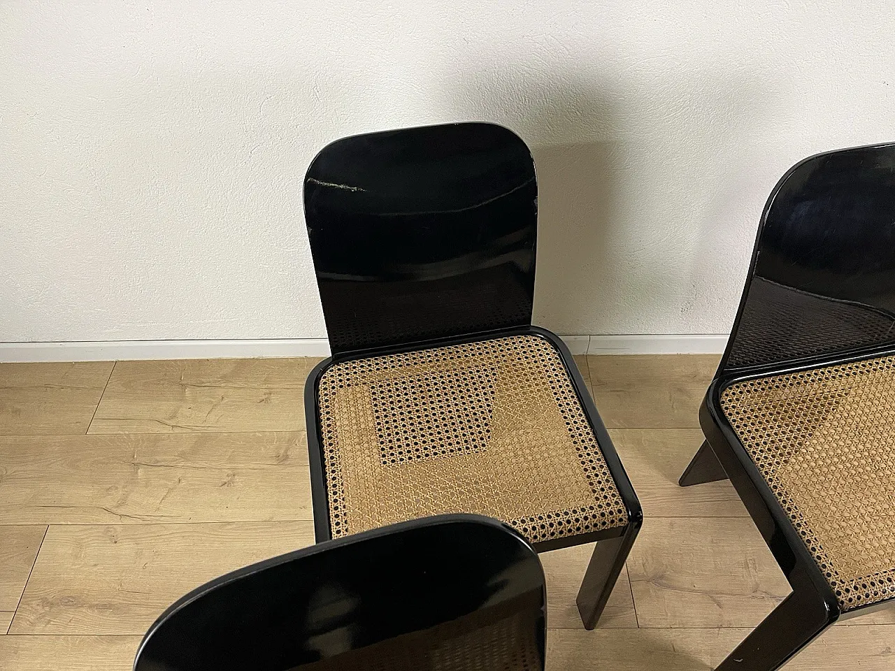 4 Sedie in legno e paglia di Pierluigi Molinari Pozzi, anni '70 6