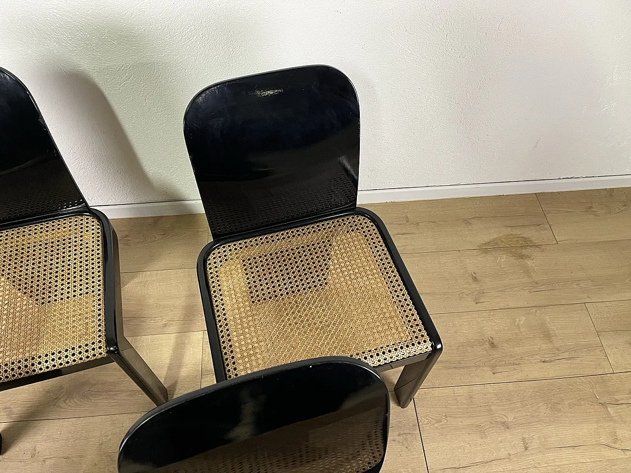 4 Sedie in legno e paglia di Pierluigi Molinari Pozzi, anni '70 7