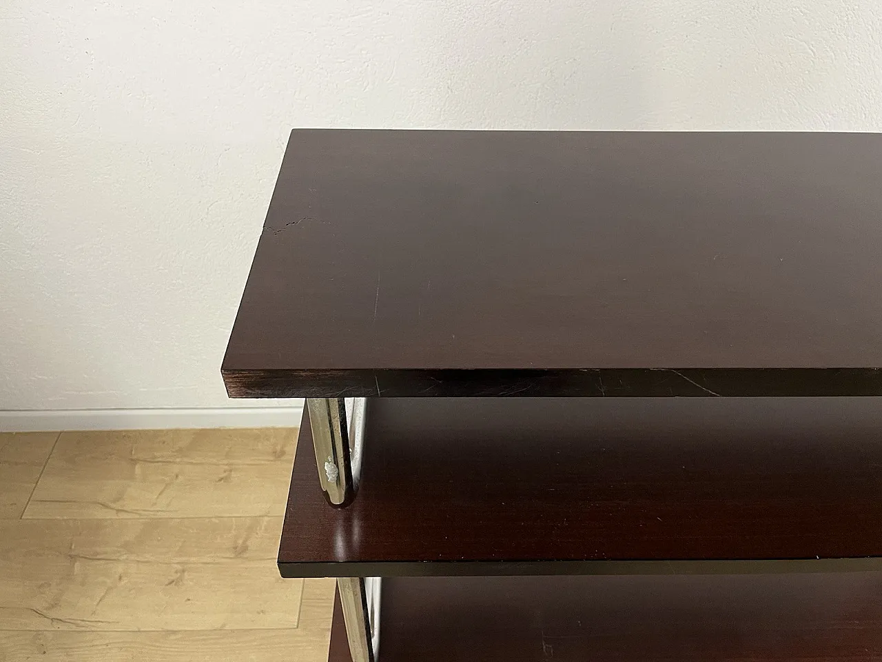 Libreria in acciaio e legno, anni '60 7