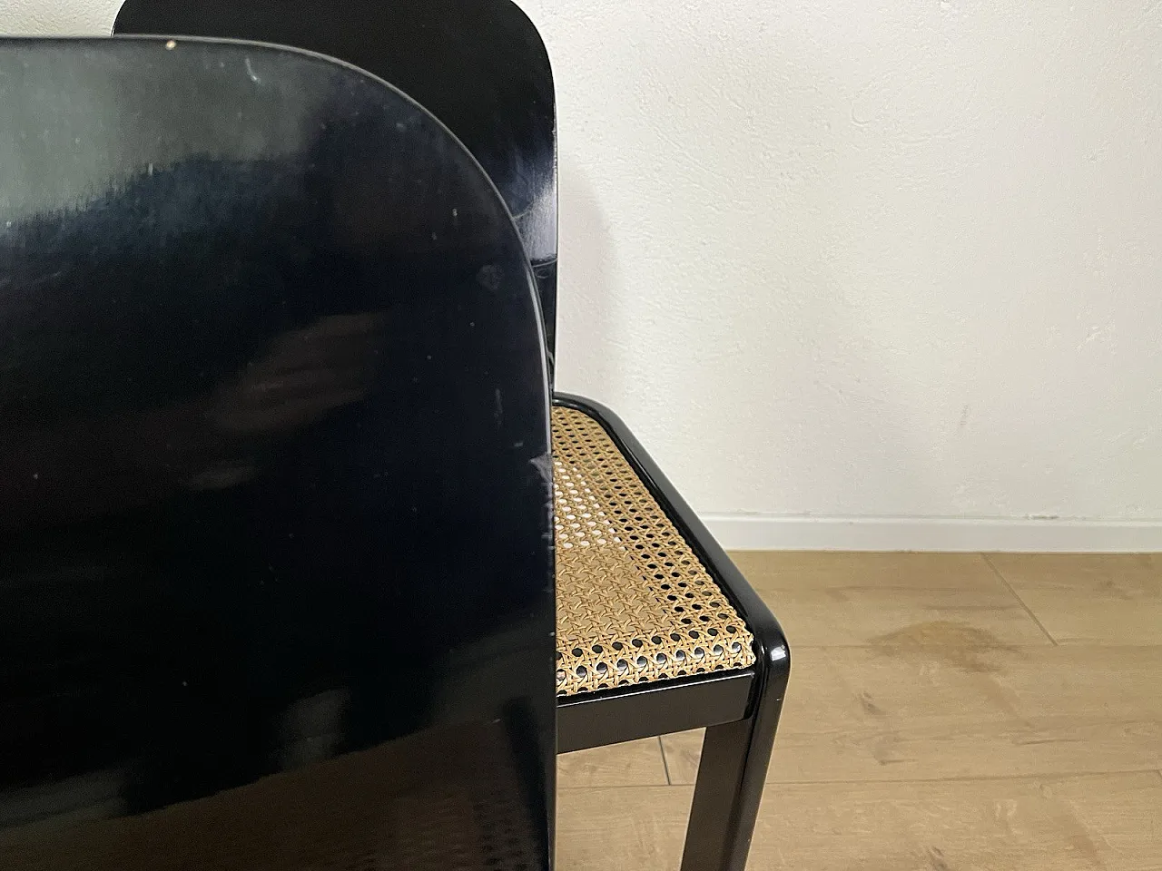 4 Sedie in legno e paglia di Pierluigi Molinari Pozzi, anni '70 8