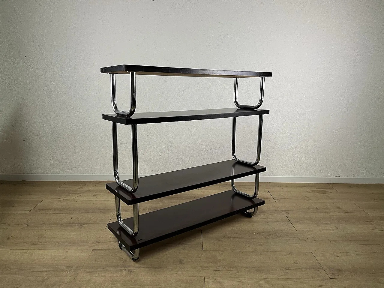 Libreria in acciaio e legno, anni '60 9