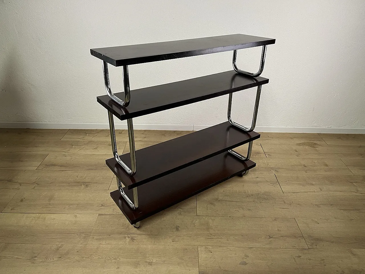 Libreria in acciaio e legno, anni '60 10