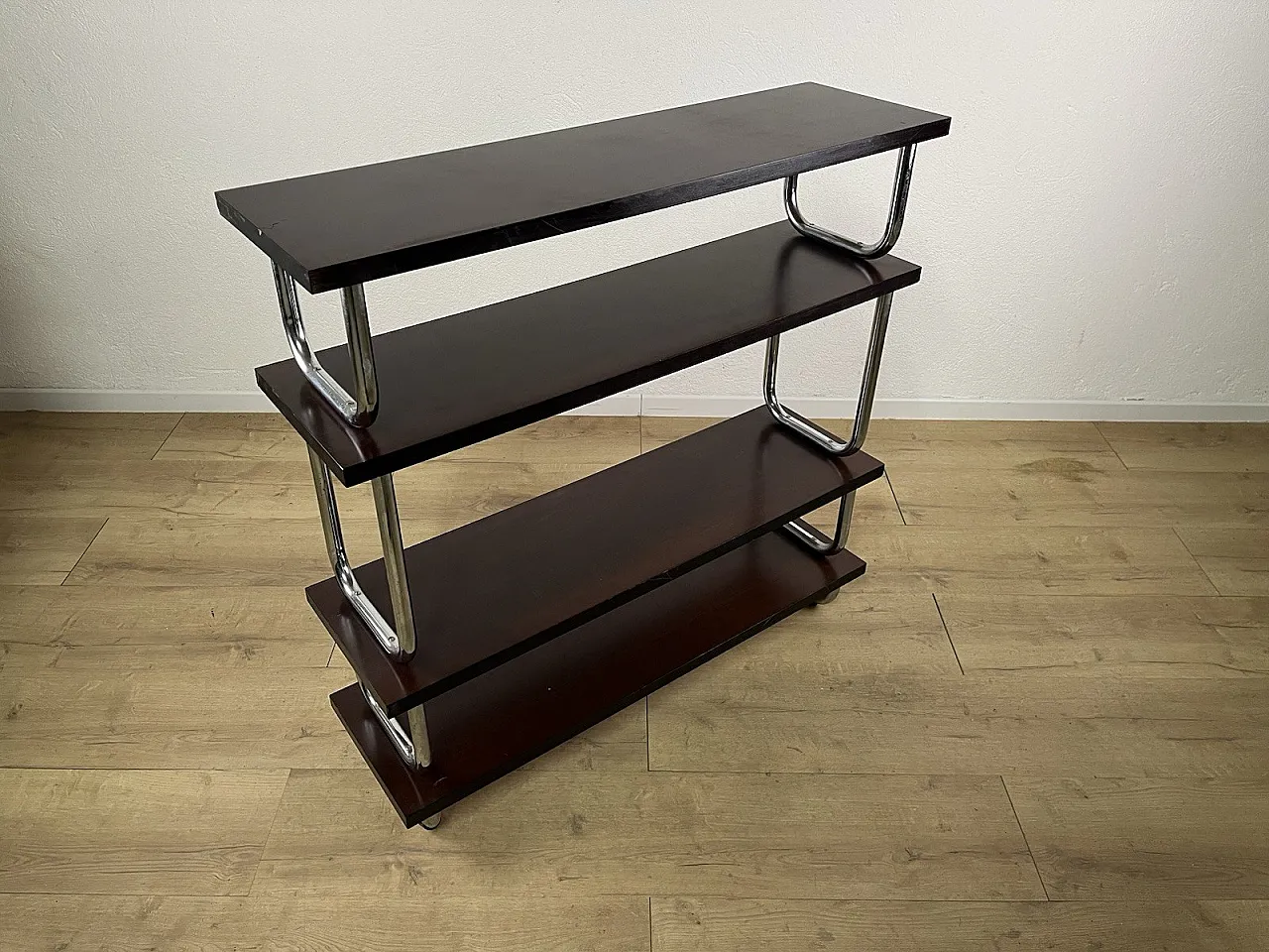 Libreria in acciaio e legno, anni '60 11