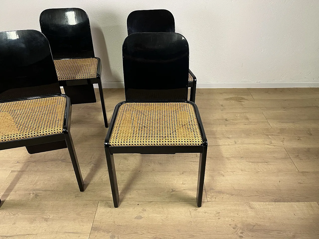 4 Sedie in legno e paglia di Pierluigi Molinari Pozzi, anni '70 12