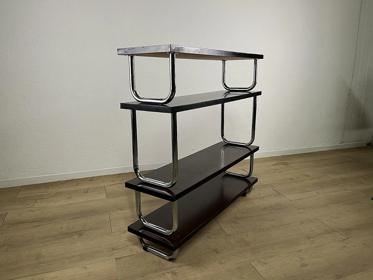 Libreria in acciaio e legno, anni '60 12