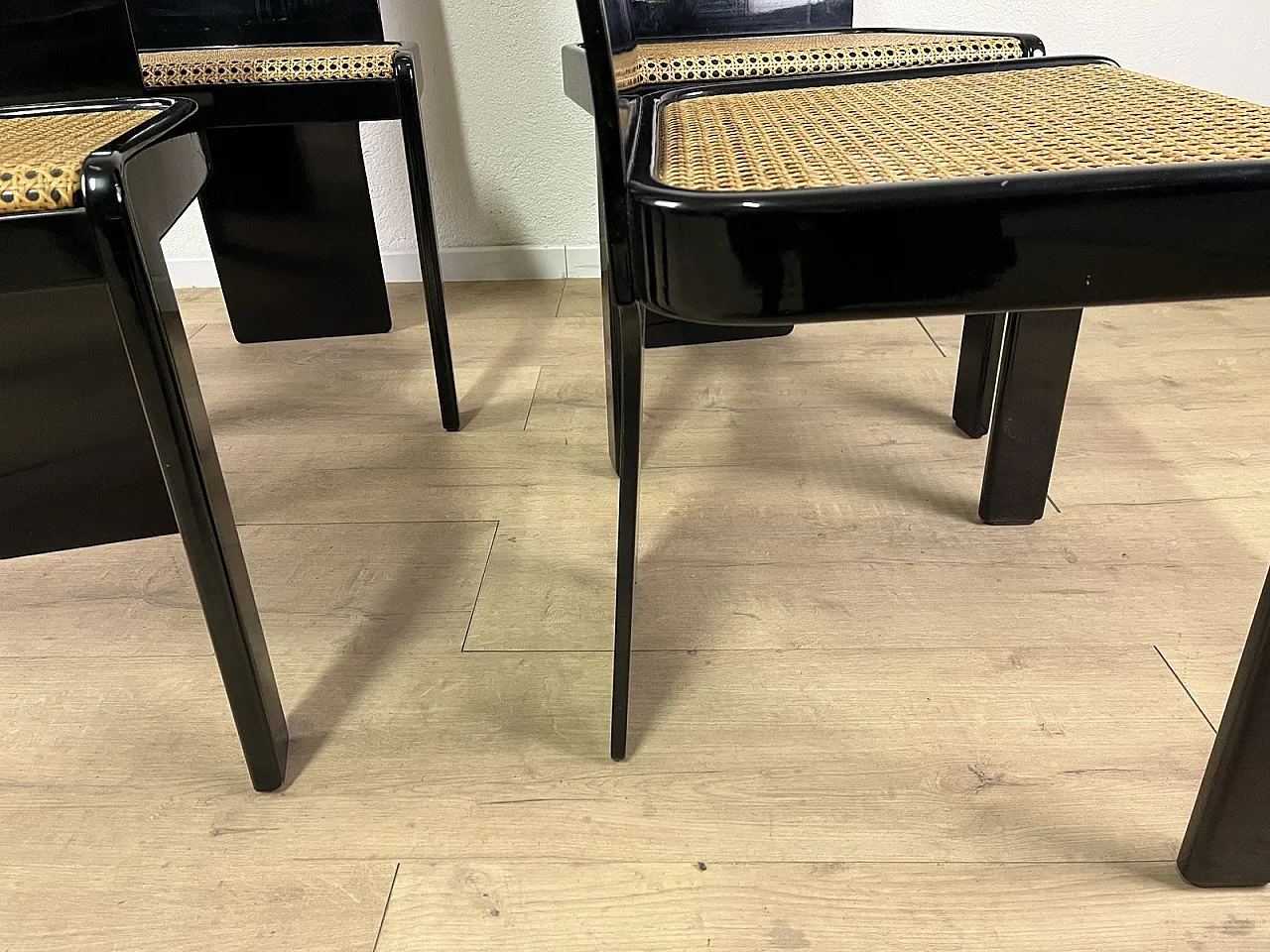 4 Sedie in legno e paglia di Pierluigi Molinari Pozzi, anni '70 15