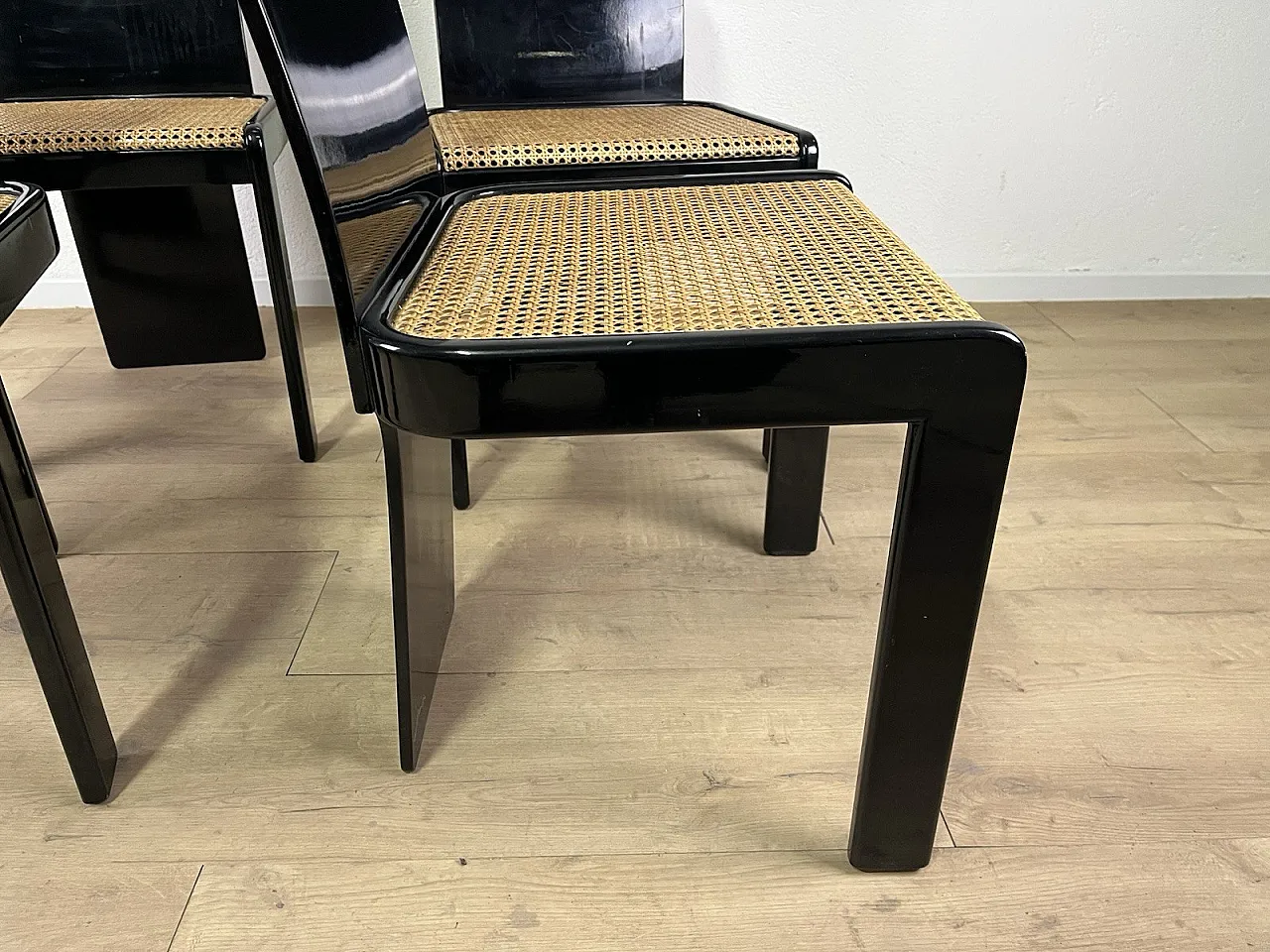 4 Sedie in legno e paglia di Pierluigi Molinari Pozzi, anni '70 16