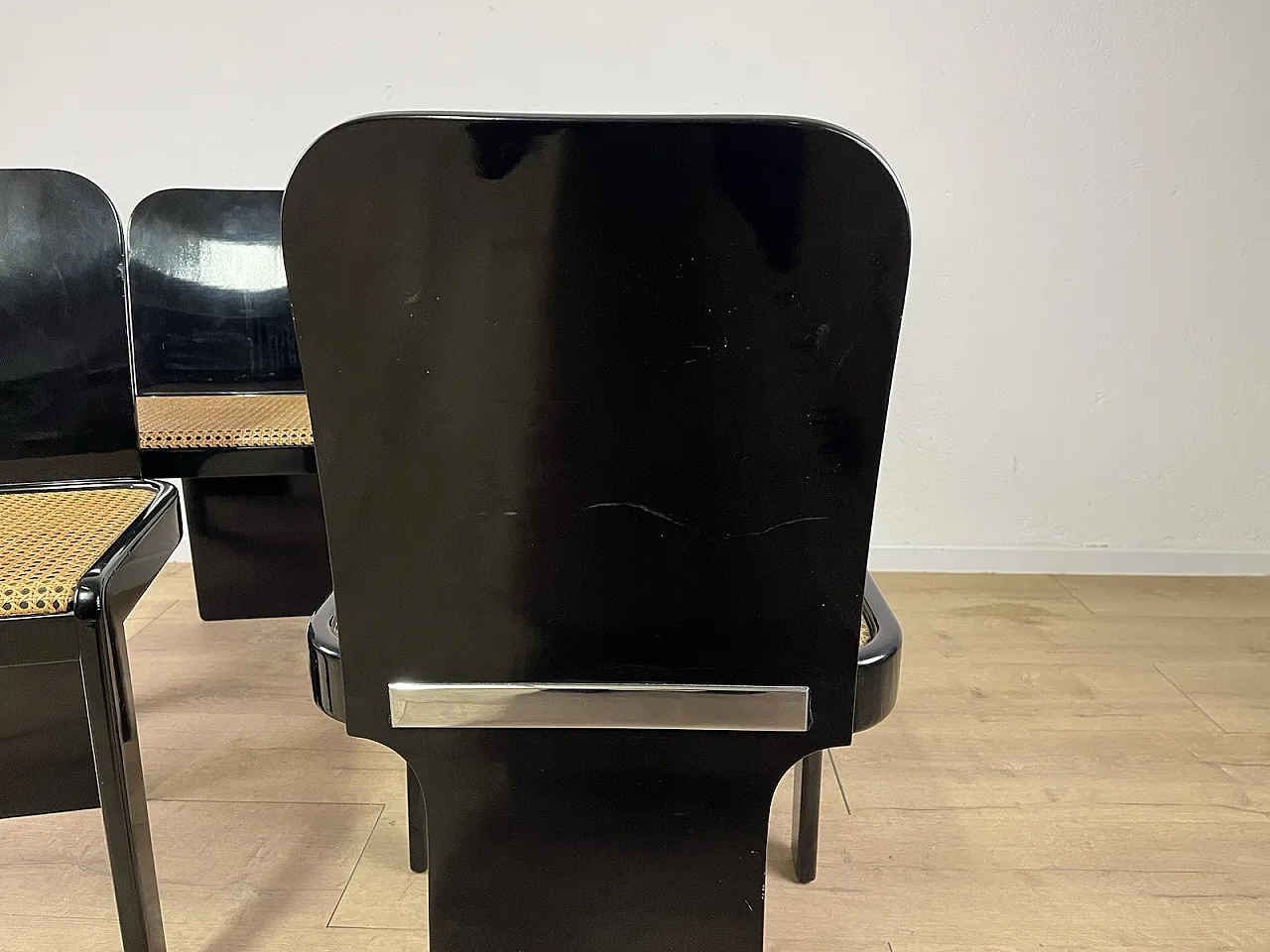 4 Sedie in legno e paglia di Pierluigi Molinari Pozzi, anni '70 18