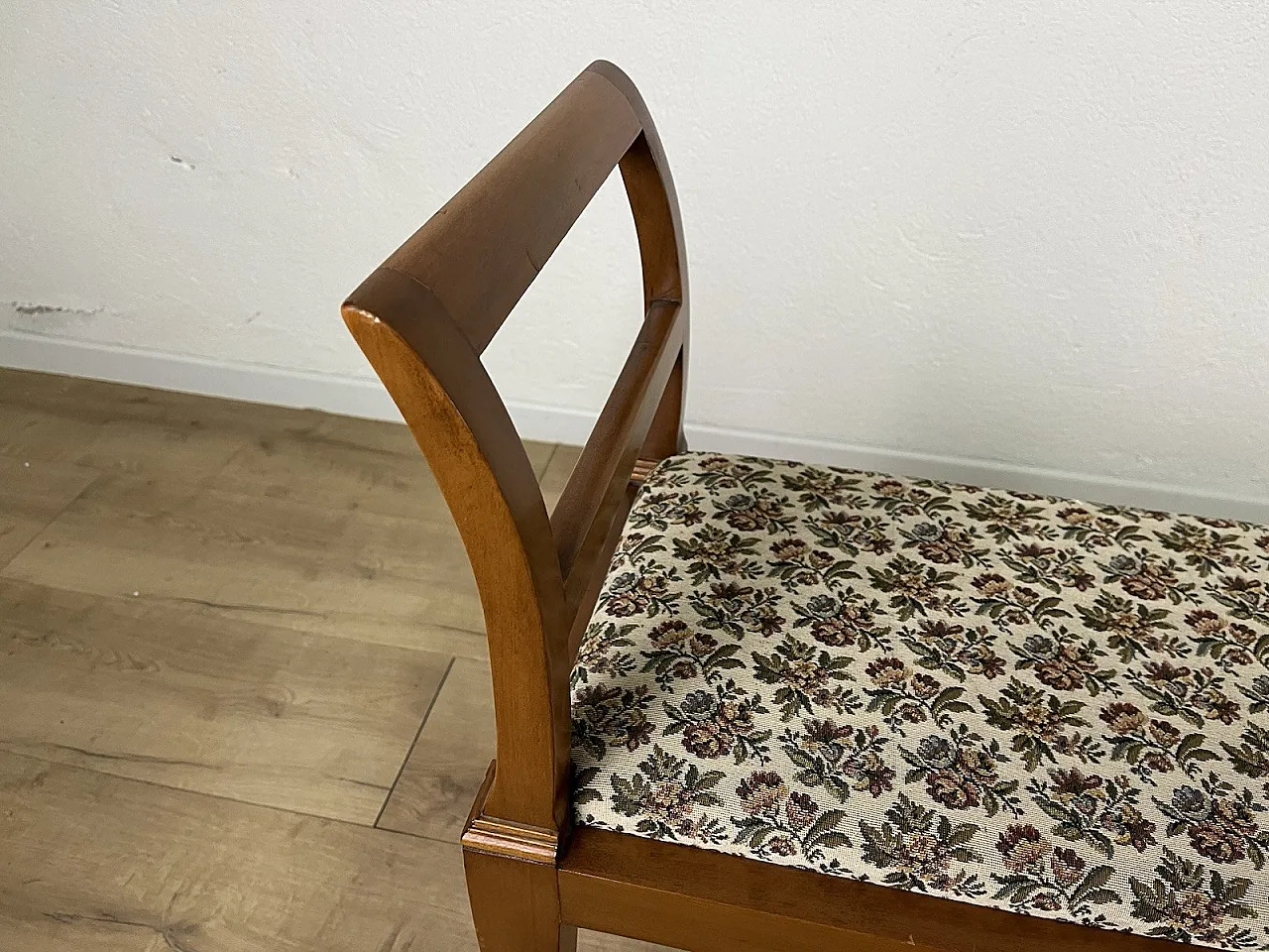 Panchina in legno e tessuto, anni '50 6
