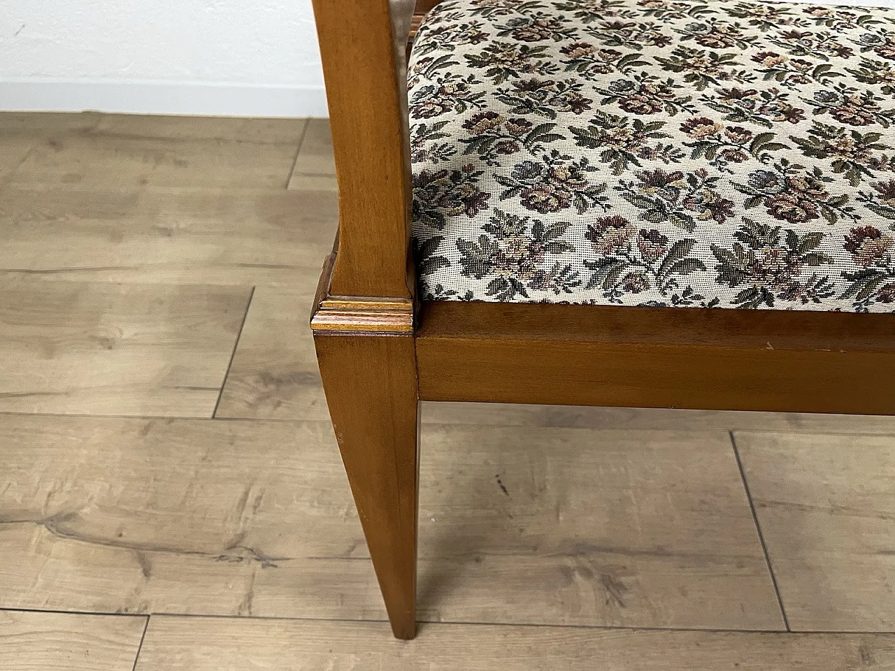 Panchina in legno e tessuto, anni '50 7