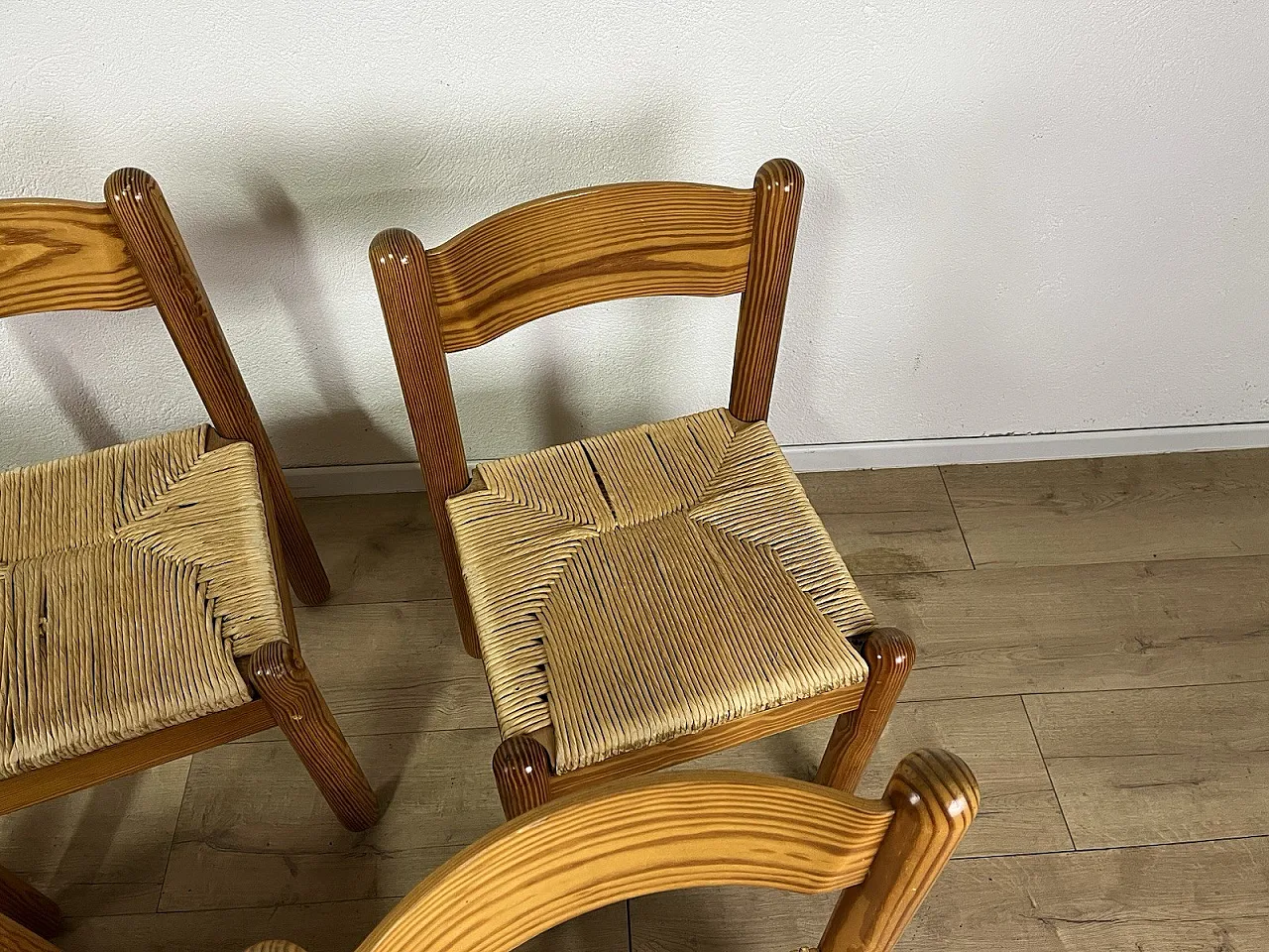 6 Sedie in faggio e paglia intrecciata di Charlotte Perriand, anni '60 8