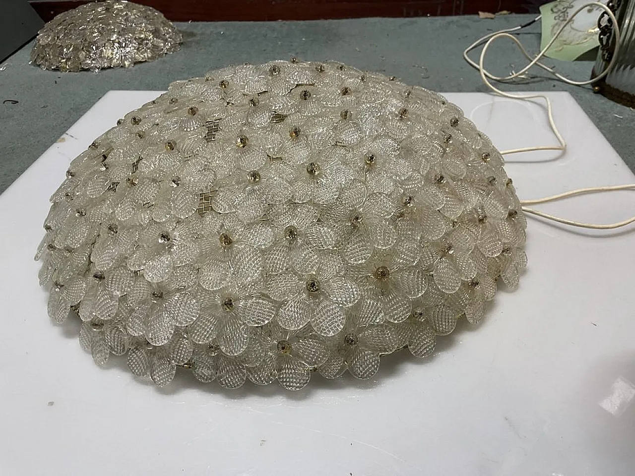 Large Murano glass recessed lamp attributed to Seguso, Italy, 1960s 12