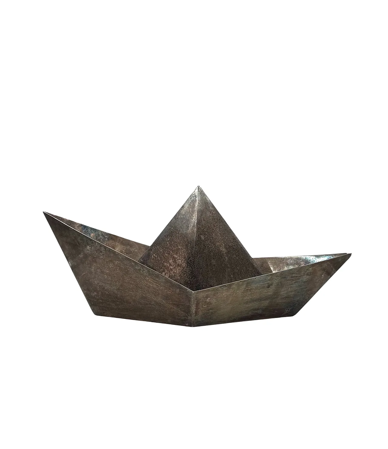 Silver plated paper boat sculpture by Aldo Cibic for Paola C, 1980 4