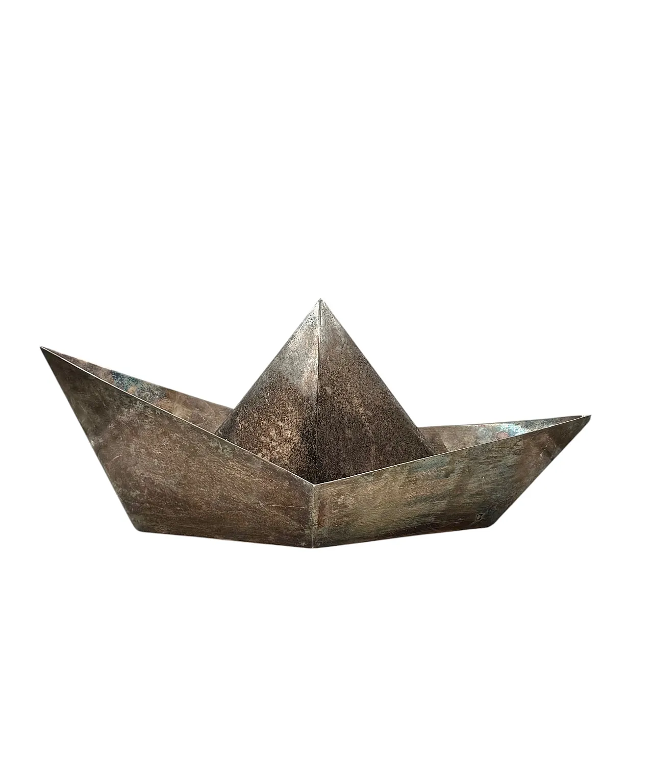 Silver plated paper boat sculpture by Aldo Cibic for Paola C, 1980 5
