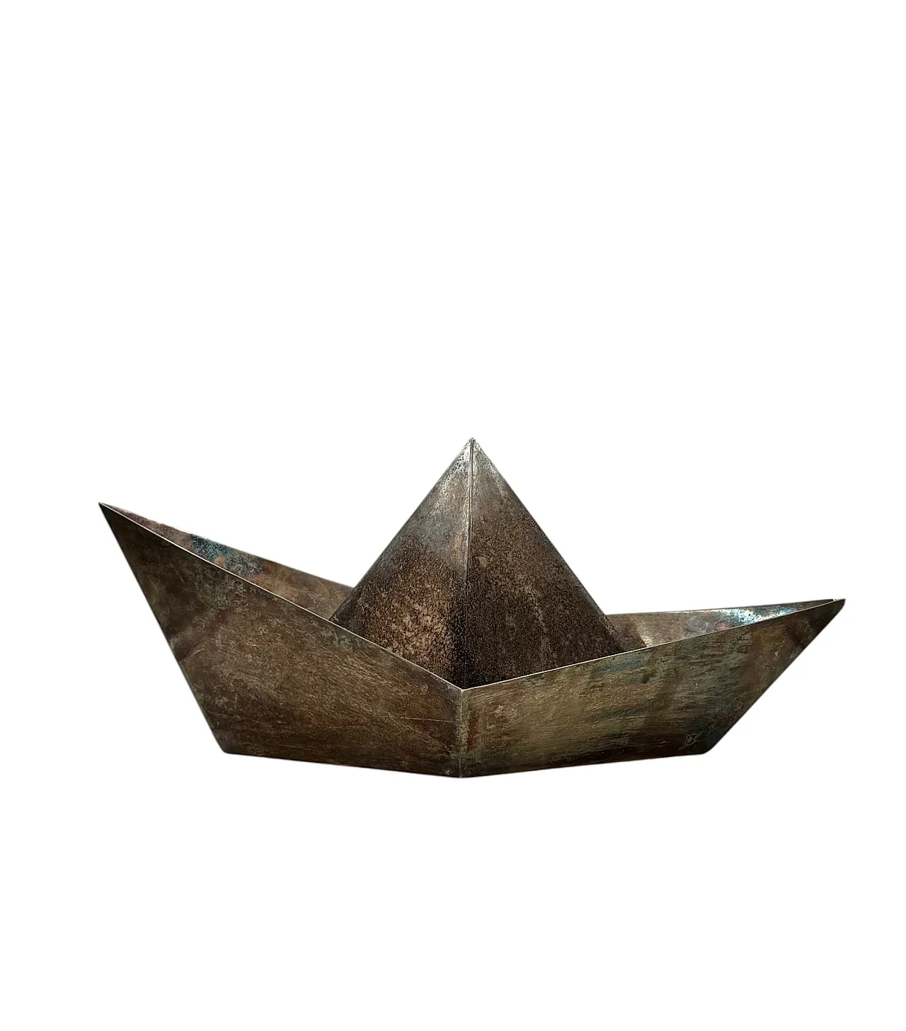 Silver plated paper boat sculpture by Aldo Cibic for Paola C, 1980 6