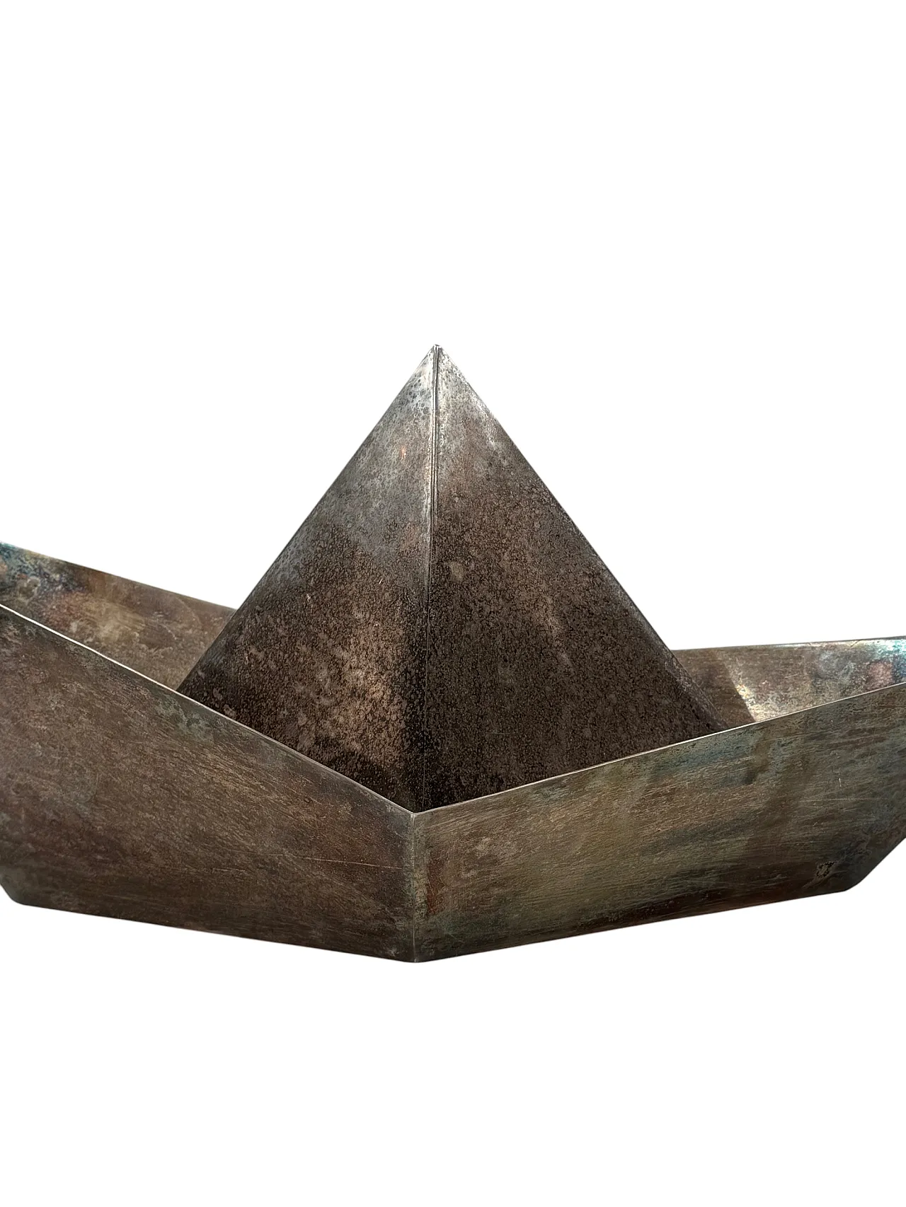Silver plated paper boat sculpture by Aldo Cibic for Paola C, 1980 7