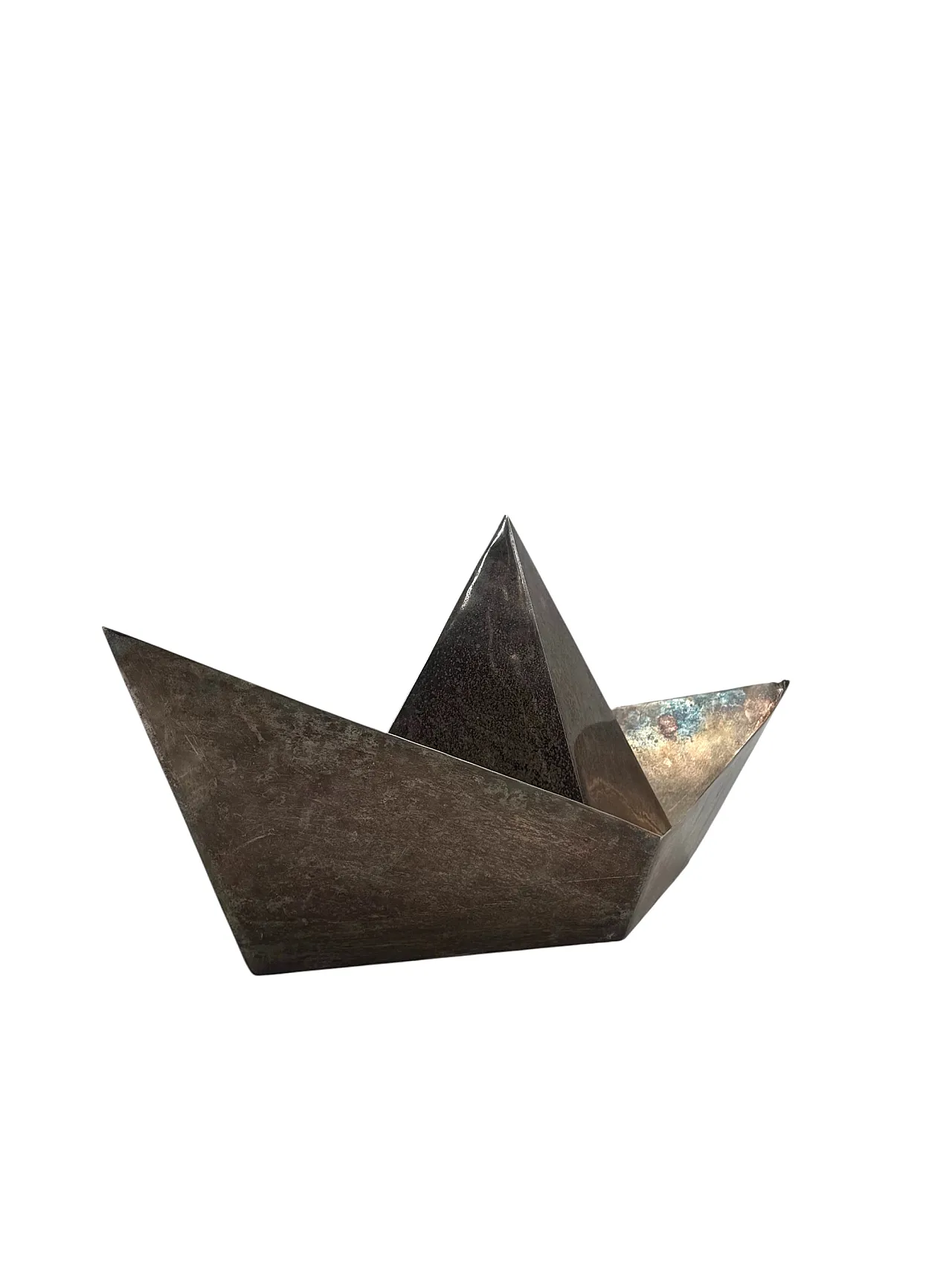Silver plated paper boat sculpture by Aldo Cibic for Paola C, 1980 8