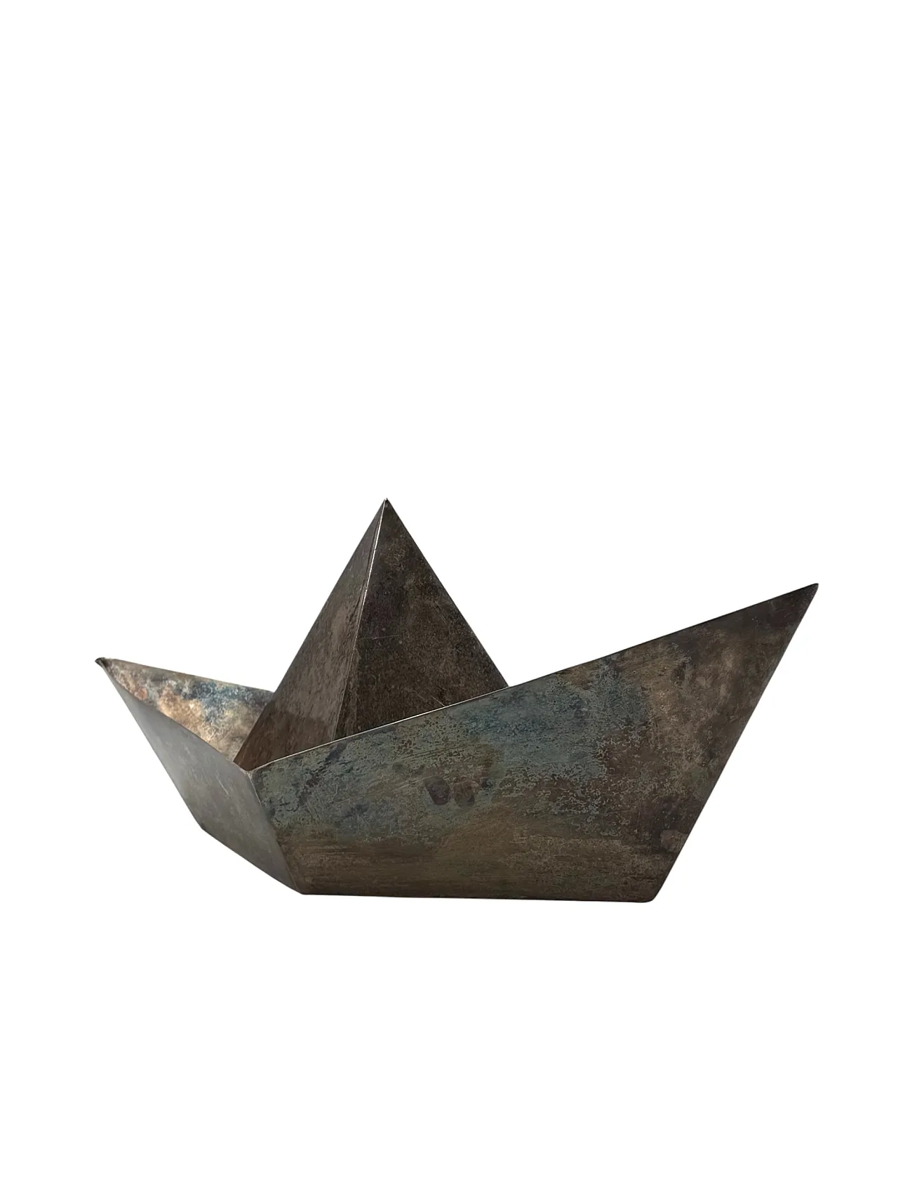 Silver plated paper boat sculpture by Aldo Cibic for Paola C, 1980 9