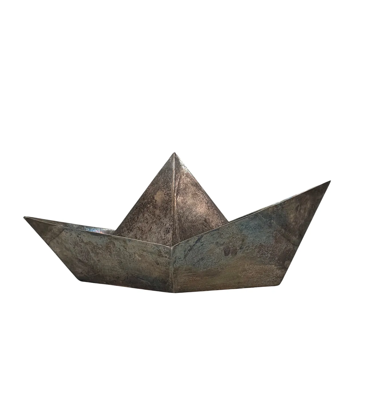 Silver plated paper boat sculpture by Aldo Cibic for Paola C, 1980 10