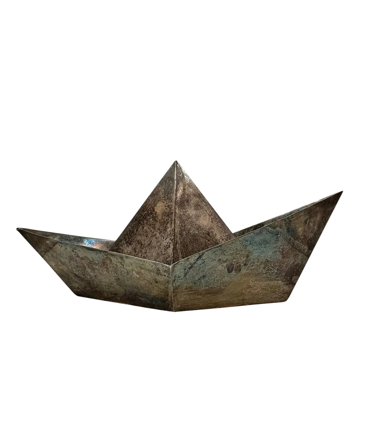 Silver plated paper boat sculpture by Aldo Cibic for Paola C, 1980 11
