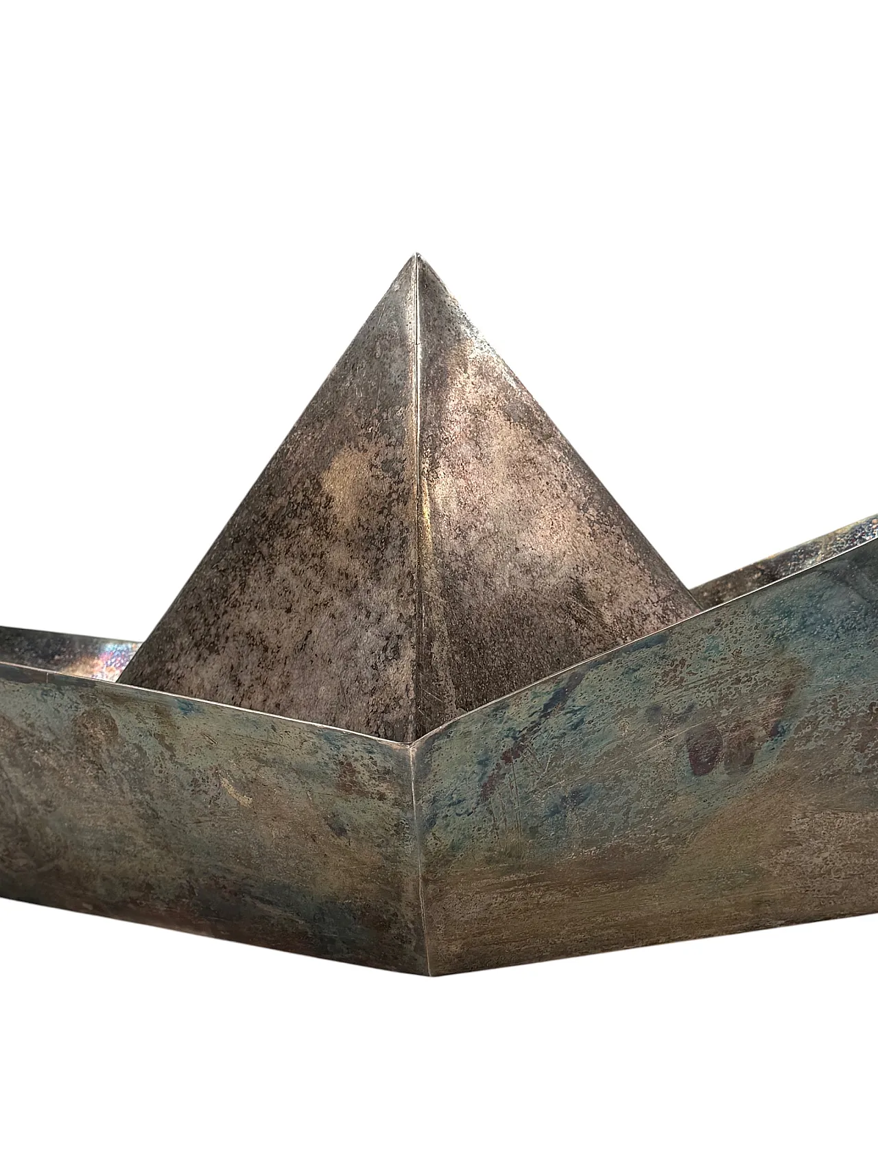 Silver plated paper boat sculpture by Aldo Cibic for Paola C, 1980 12