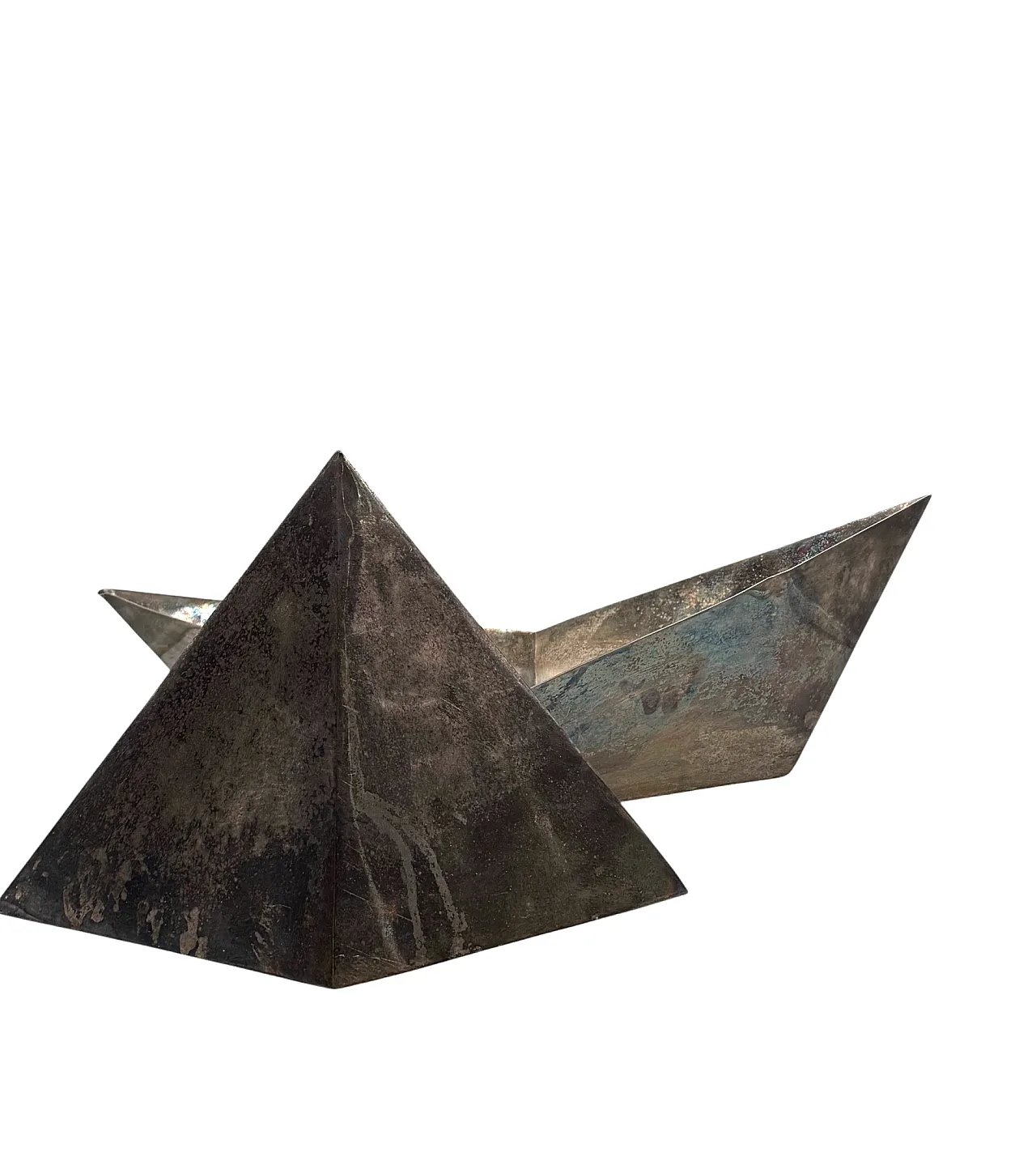 Silver plated paper boat sculpture by Aldo Cibic for Paola C, 1980 13