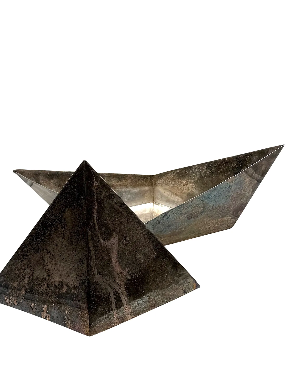 Silver plated paper boat sculpture by Aldo Cibic for Paola C, 1980 14
