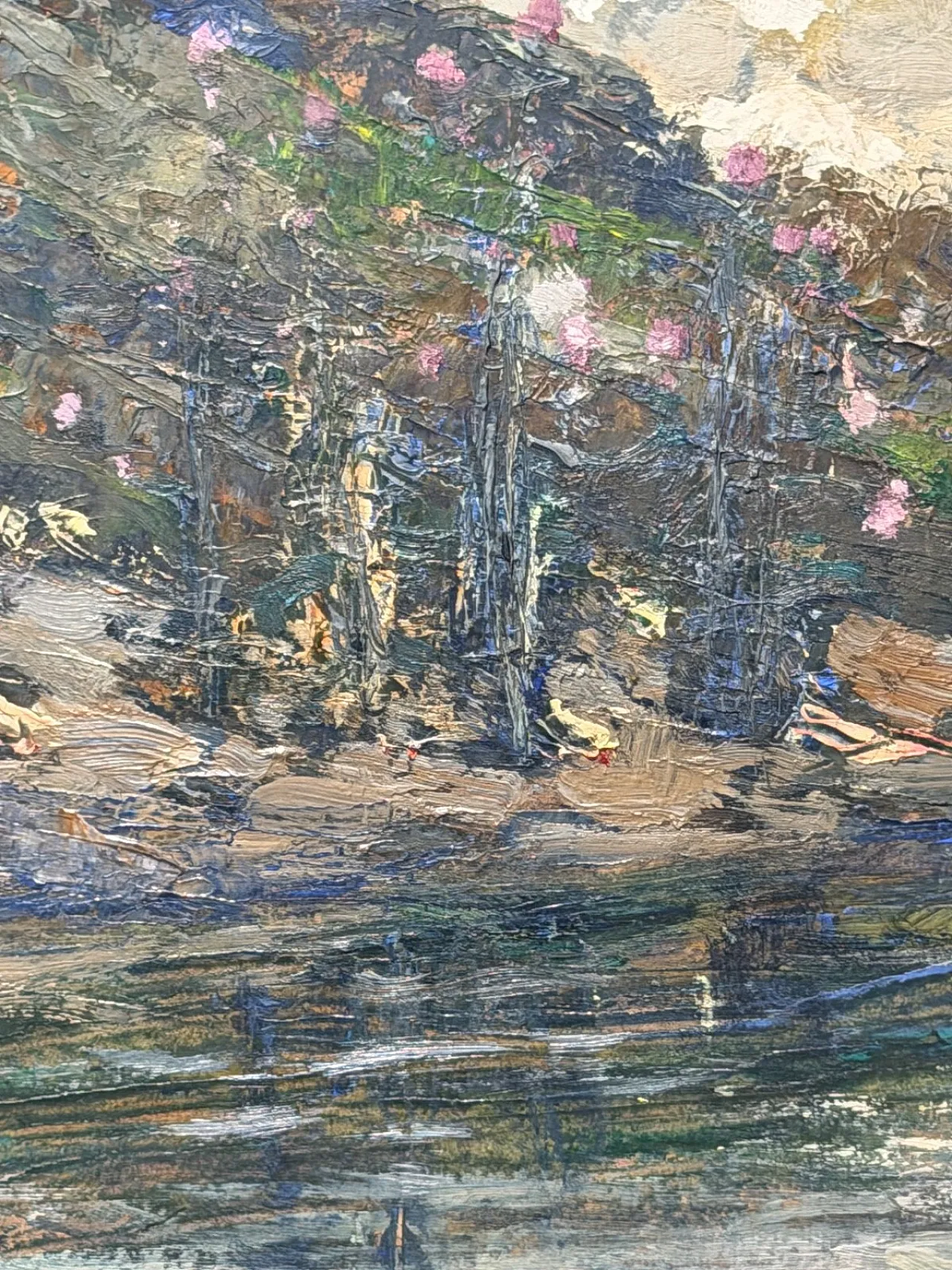 Paesaggio fluviale di Giuseppe Sacheri, olio su tela, '800 3