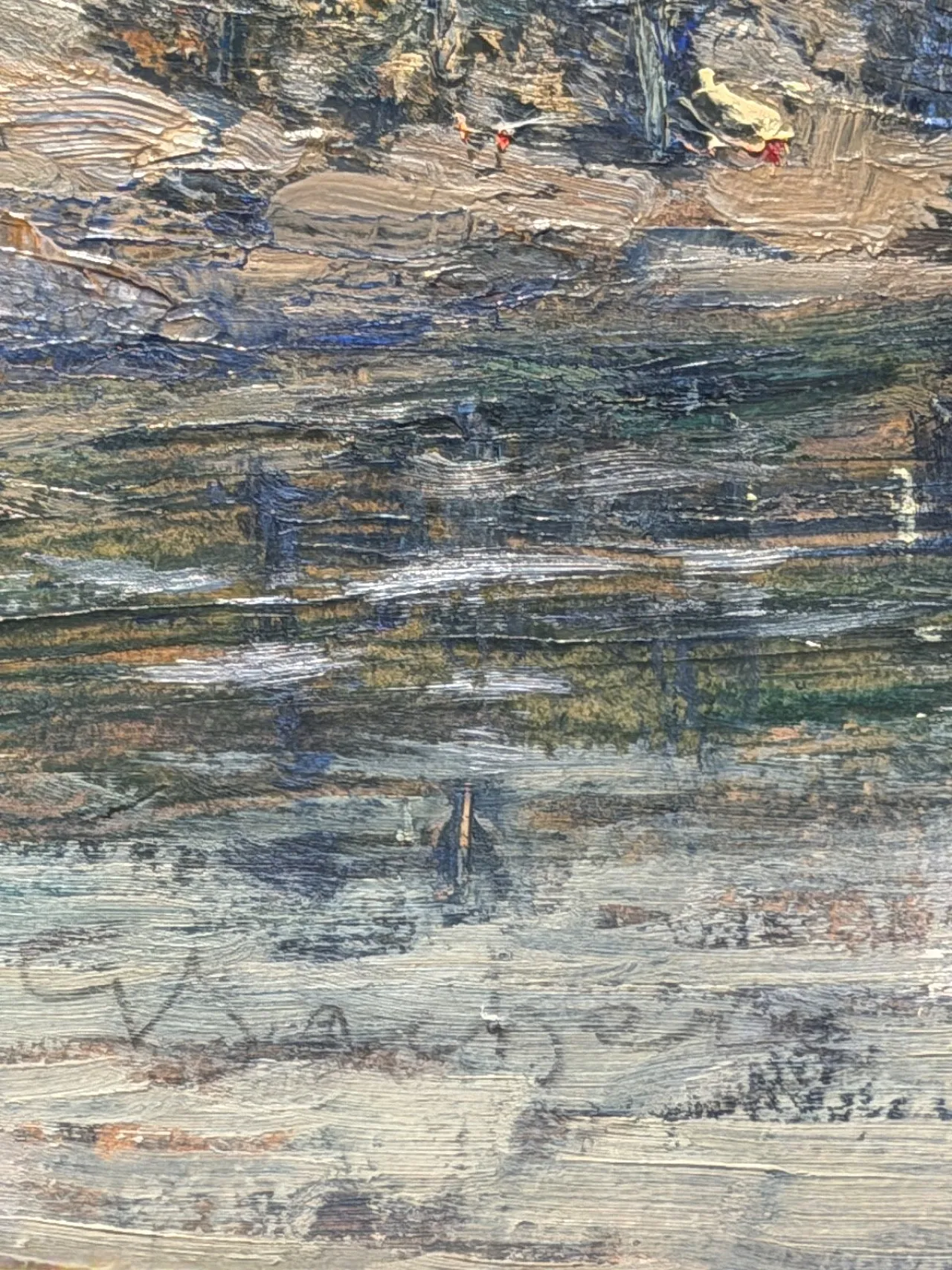 Paesaggio fluviale di Giuseppe Sacheri, olio su tela, '800 5