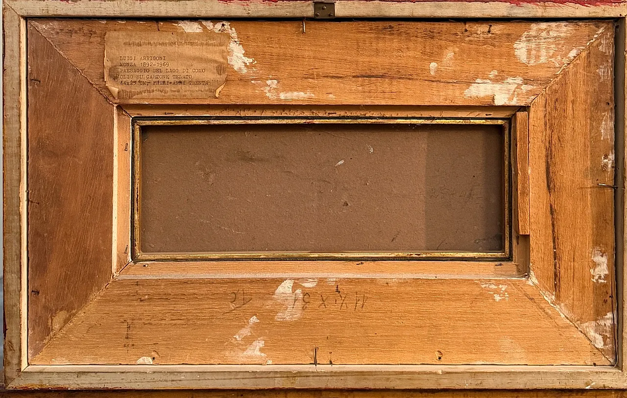 Paesaggio Lago di Como di Luigi Arrigoni, olio su tavola, '900 8